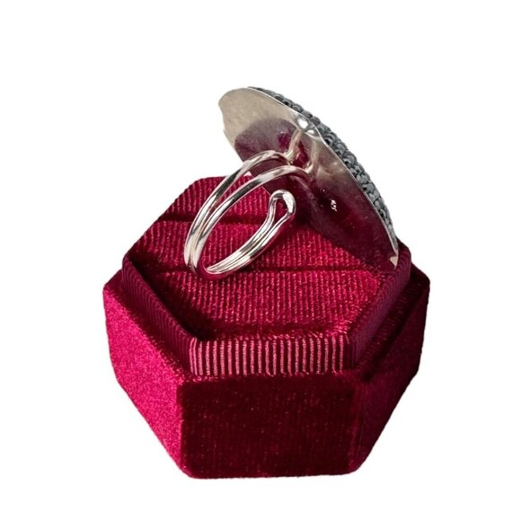 NEW ZSA ZSA Cocktail Ring Blue Cat's Eye Swarovski Adjustable Sterling Silver - Picture 8 of 10